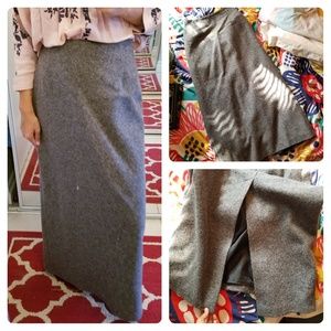 VINTAGE virgin wool blend straight maxi skirt